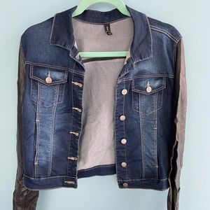 Jean Jacket with Faux Leather Sleeves